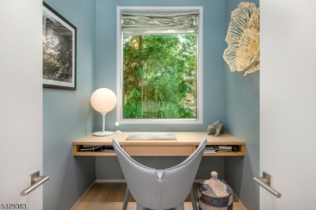 interior space with plenty of natural light and hardwood / wood-style flooring