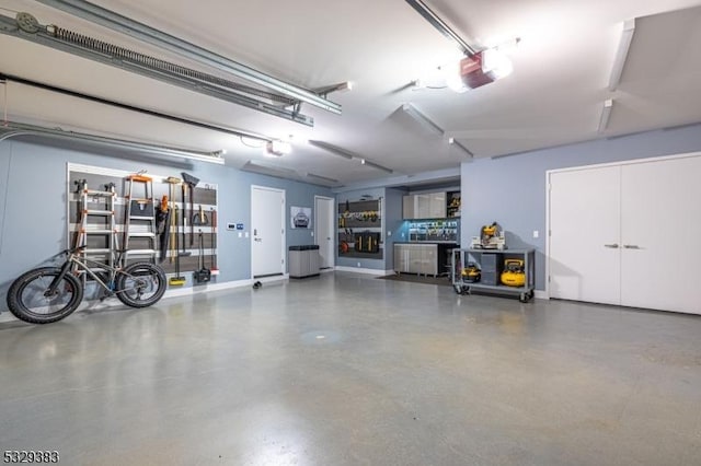 garage with a garage door opener