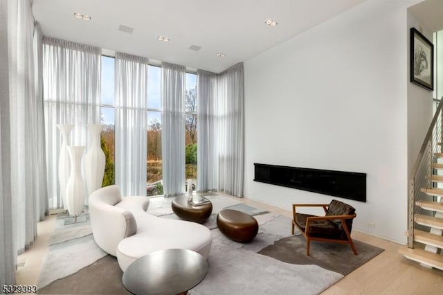 living area featuring light hardwood / wood-style flooring