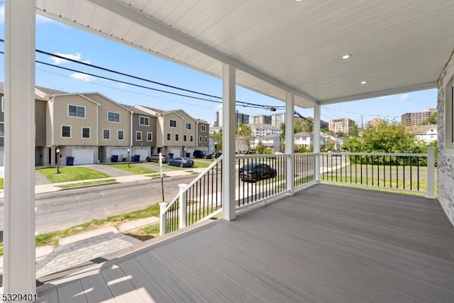 wooden terrace with covered porch