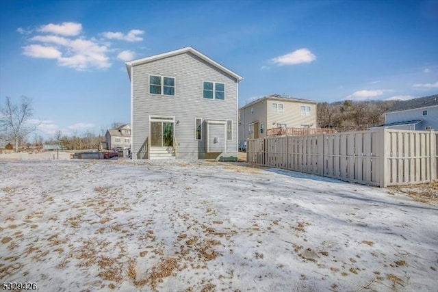 view of snow covered property