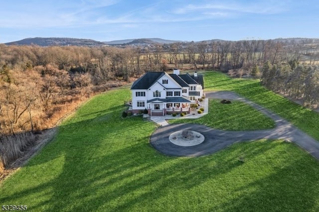 drone / aerial view with a mountain view