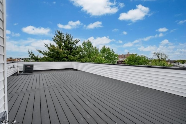 wooden terrace with cooling unit