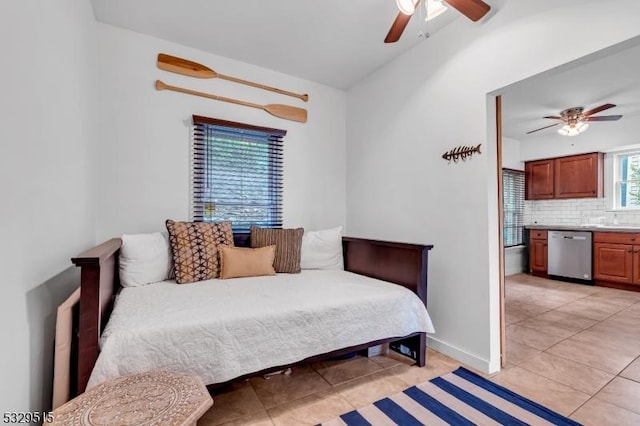 413B Lakeside Blvd, Hopatcong Boro, NJ 07843 - bedroom with light tile patterned flooring, a ceiling fan, and a sink
