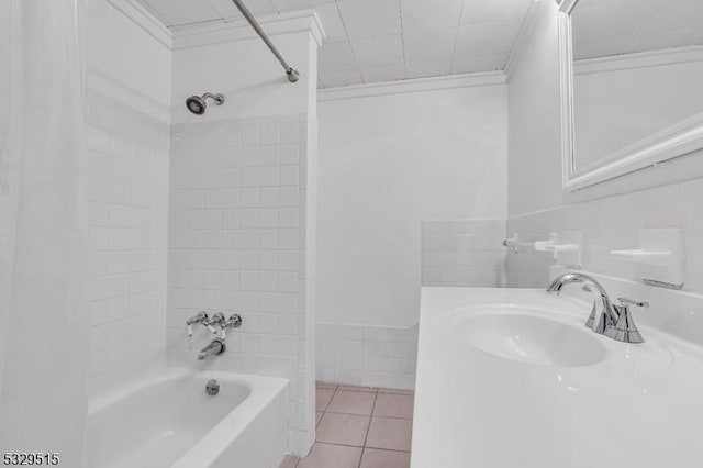 413B Lakeside Blvd, Hopatcong Boro, NJ 07843 - full bathroom with shower / bath combo, tile patterned floors, and vanity