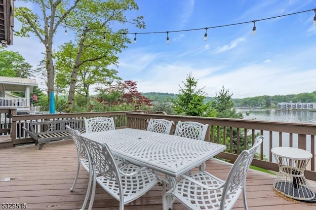 413B Lakeside Blvd, Hopatcong Boro, NJ 07843 - wooden terrace featuring a water view and outdoor dining space