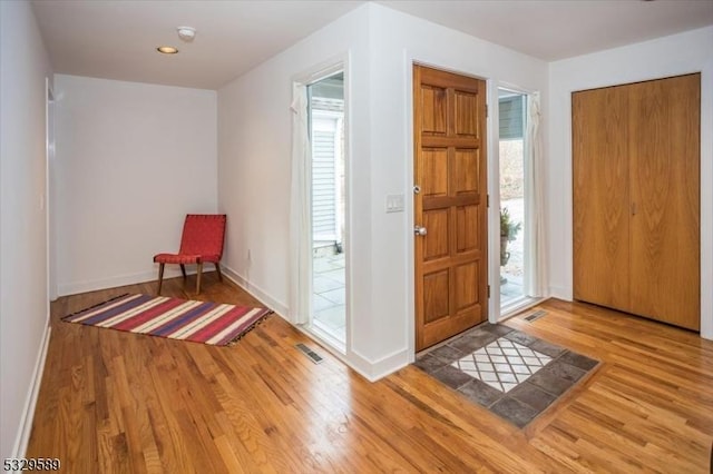 foyer entrance featuring hardwood / wood-style floors