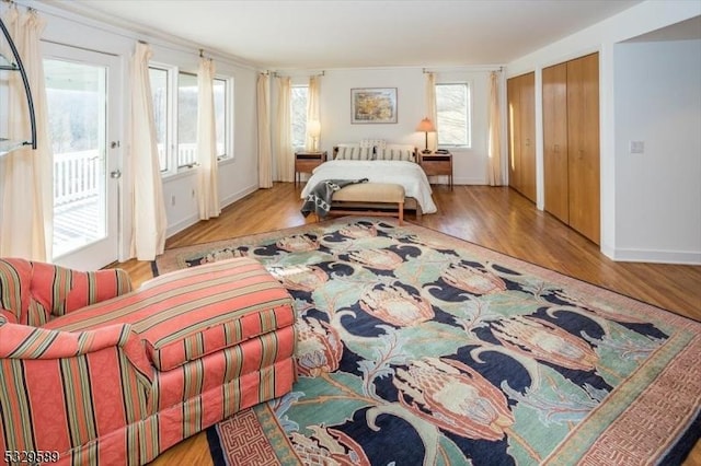 bedroom featuring light hardwood / wood-style floors