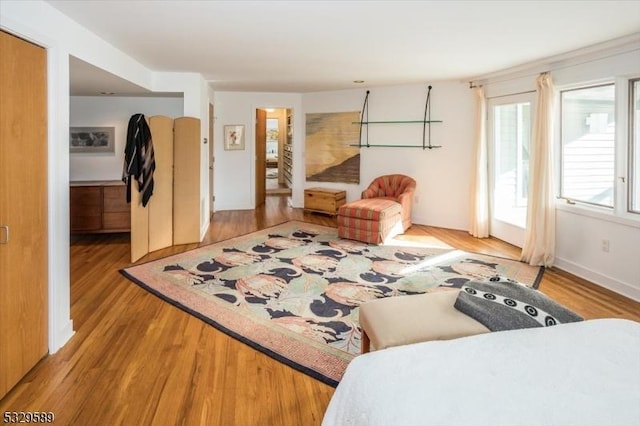 interior space featuring hardwood / wood-style floors and multiple windows