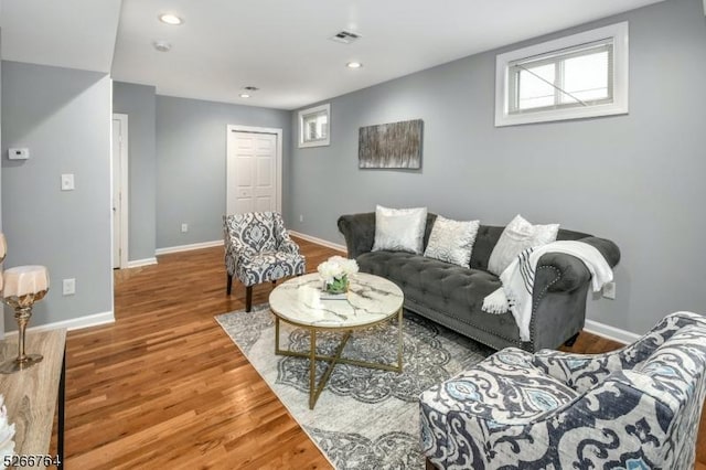 living room with wood-type flooring