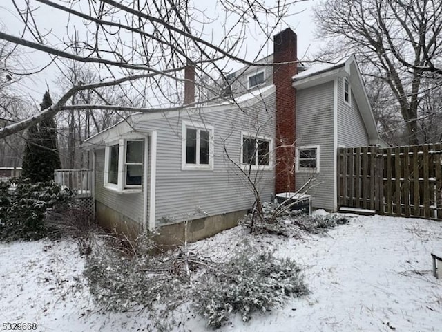 view of snow covered exterior