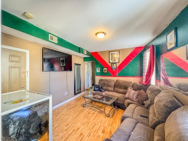 living room with hardwood / wood-style floors