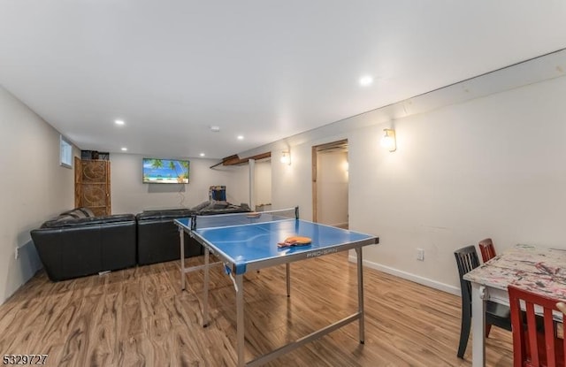 playroom featuring light hardwood / wood-style floors