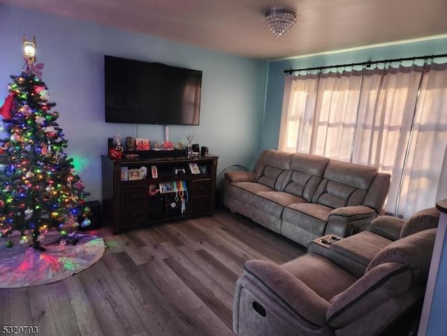 living room featuring hardwood / wood-style flooring