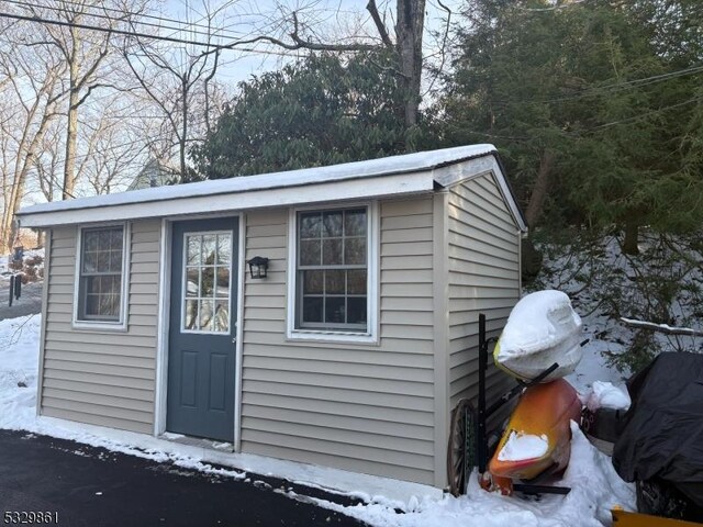 view of snow covered structure