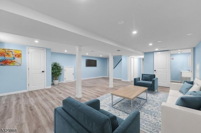 living room featuring light hardwood / wood-style floors