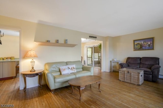 living room featuring light hardwood / wood-style floors