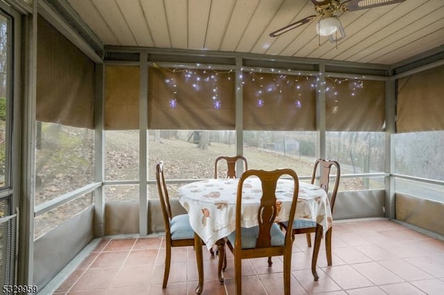 sunroom / solarium featuring ceiling fan and plenty of natural light