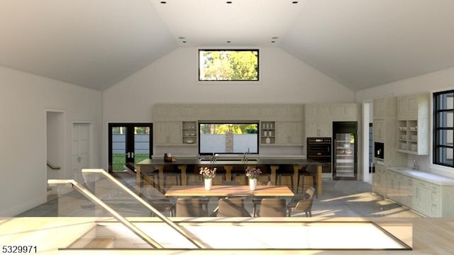 136-2 Mount Harmony Rd, Bernardsville Boro, NJ 07924 - living area featuring french doors and high vaulted ceiling