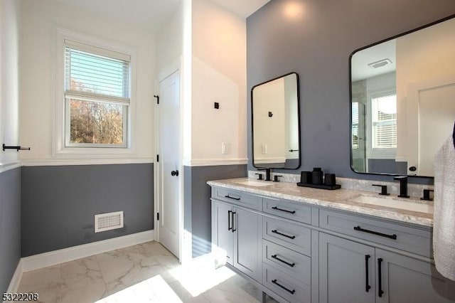 bathroom featuring vanity and a wealth of natural light