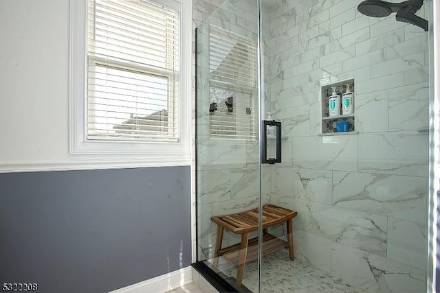 bathroom featuring walk in shower