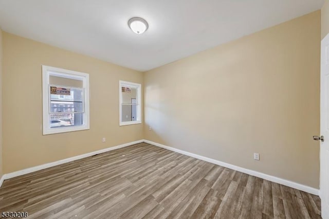 spare room featuring wood-type flooring