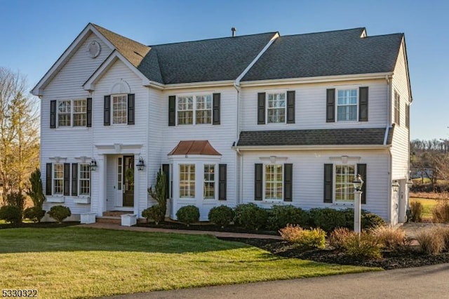 colonial house with a front lawn