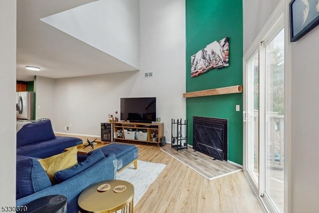 living room with hardwood / wood-style floors