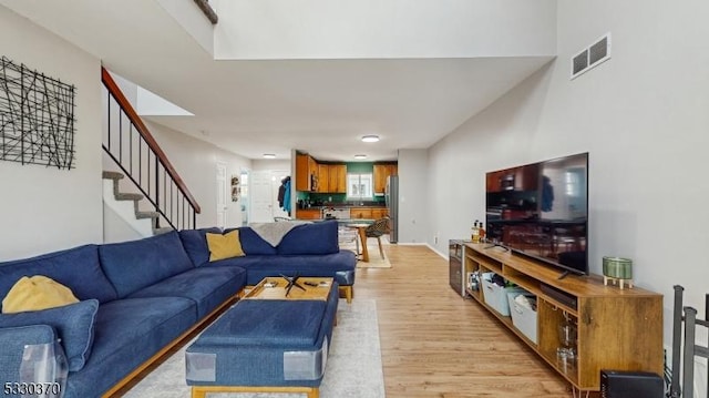 living room featuring light hardwood / wood-style flooring