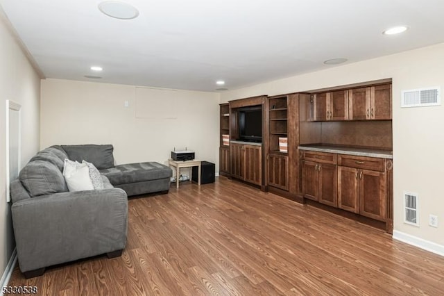 living room with hardwood / wood-style floors