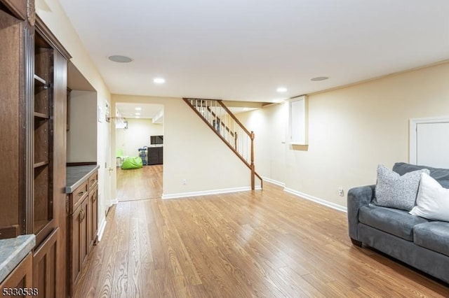 living room featuring light hardwood / wood-style floors