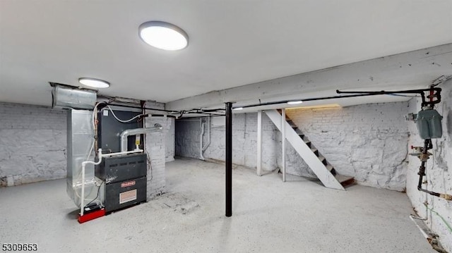 basement with heating unit