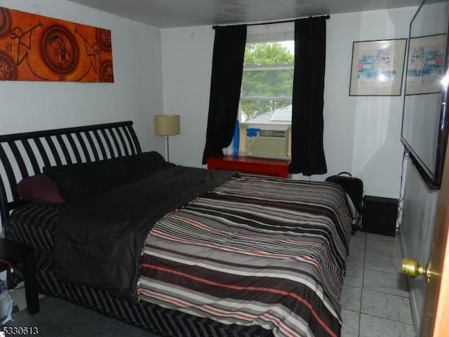 tiled bedroom with cooling unit