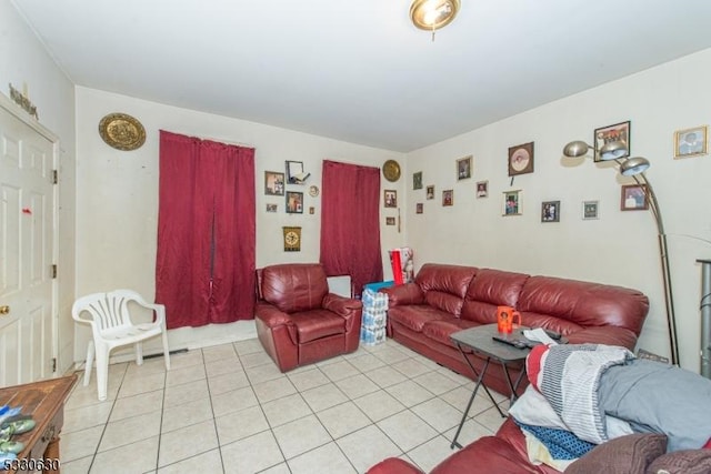 living room featuring light tile patterned floors