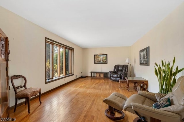 living area with light wood-type flooring