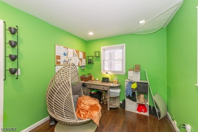 interior space with dark hardwood / wood-style flooring