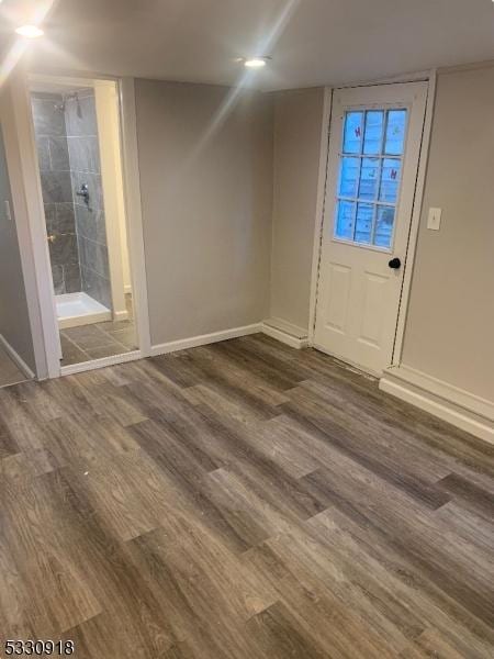 foyer entrance with dark wood-type flooring