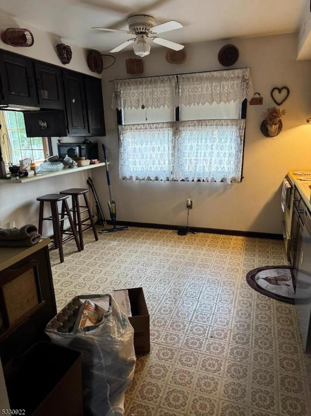 kitchen with ceiling fan