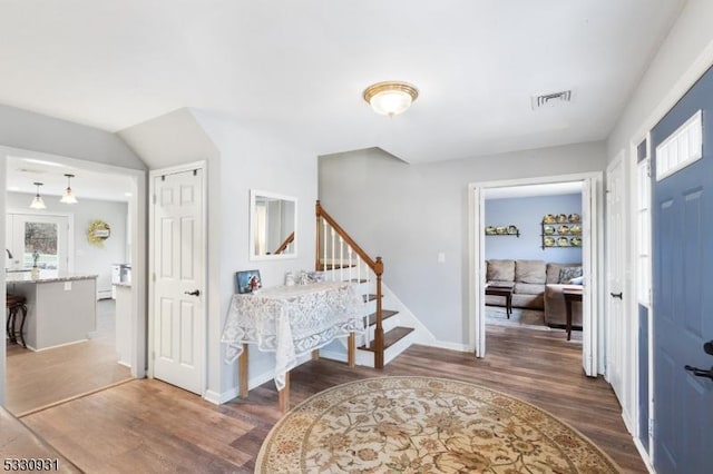 entryway featuring dark hardwood / wood-style flooring