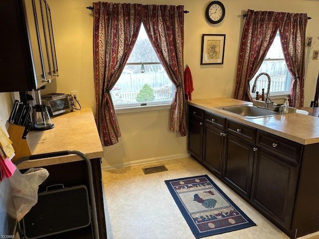 kitchen featuring sink and dark brown cabinets