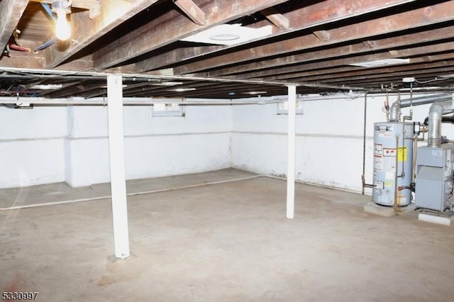 basement with water heater