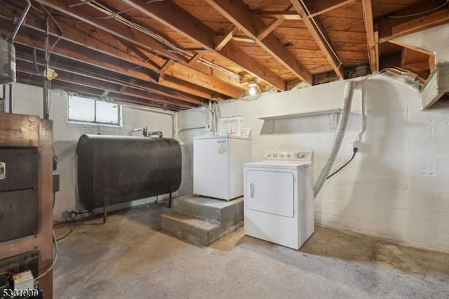 basement with washing machine and dryer