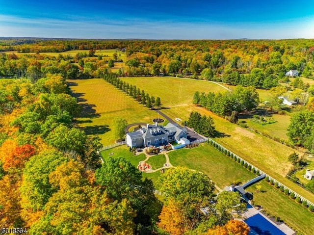 birds eye view of property with a rural view