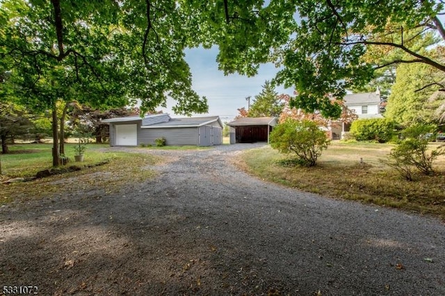 exterior space with a garage