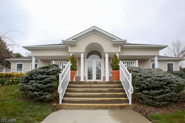 view of front of home featuring french doors