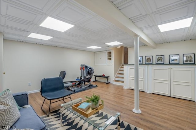 living room featuring light wood-type flooring