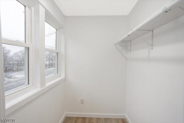 spacious closet featuring light wood-type flooring