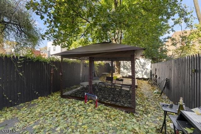 view of yard with a gazebo