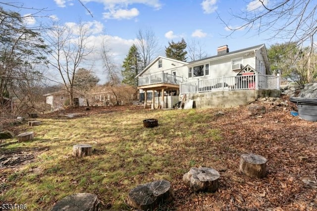 rear view of house with a wooden deck