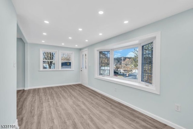 empty room featuring a wealth of natural light and light wood-type flooring